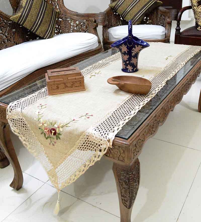 Aaraish Plain Light Brown Jute Table Runner by Aaraish Online Table