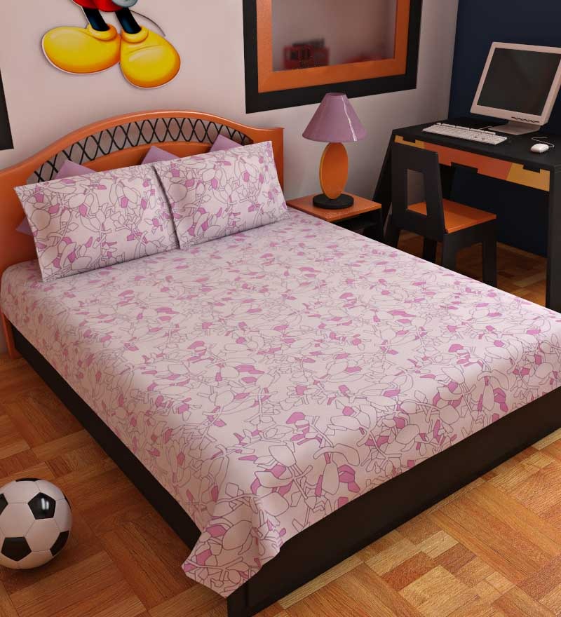 Bombay Dyeing Pink Cardinal Double Bed Sheet Set by Bombay Dyeing
