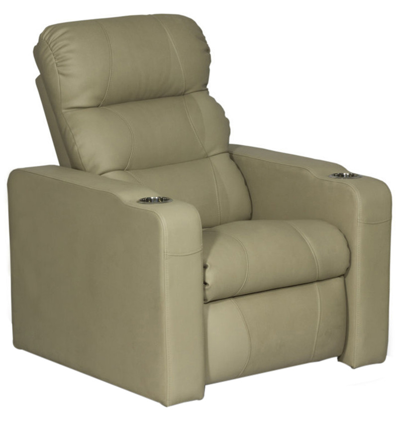 Flow One Seater Manual PushBack Recliner in Dull Cream Colour by Only