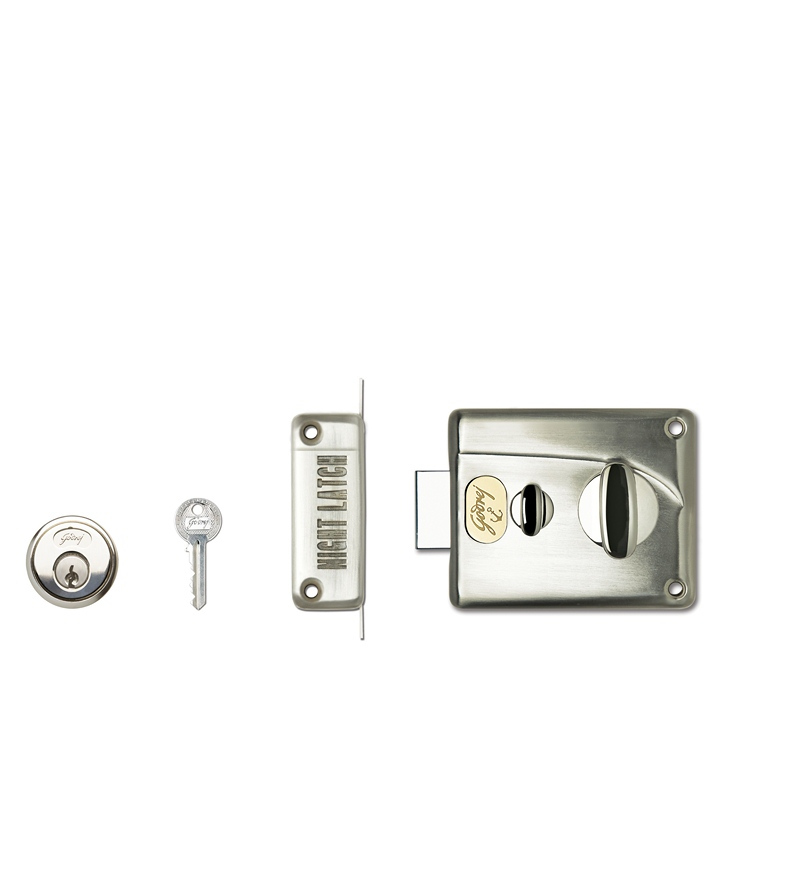GODREJ RIM LOCKPREMIUM NIGHT LATCHBRUSHED STEEL Inside Opening by