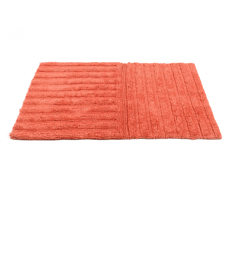 HomeFurry Reddish Orange H &V Stripes Bath Mat by HomeFurry Online