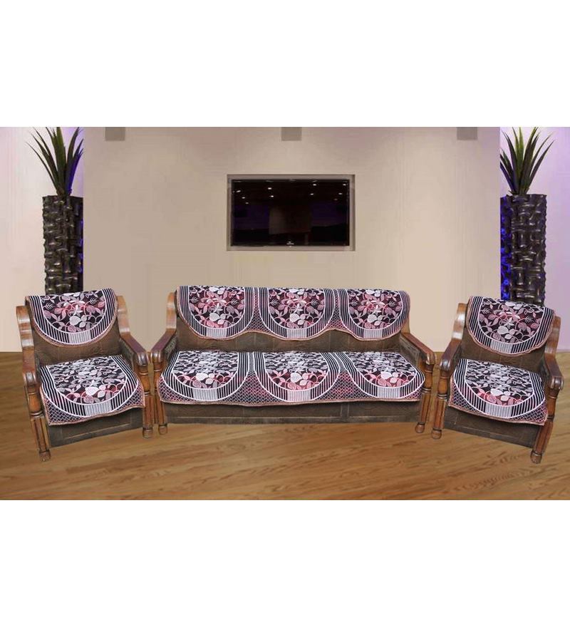 JBG Home Store Lavish Maroon Premium Sofa Cover Set (Set Of 10) by JBG