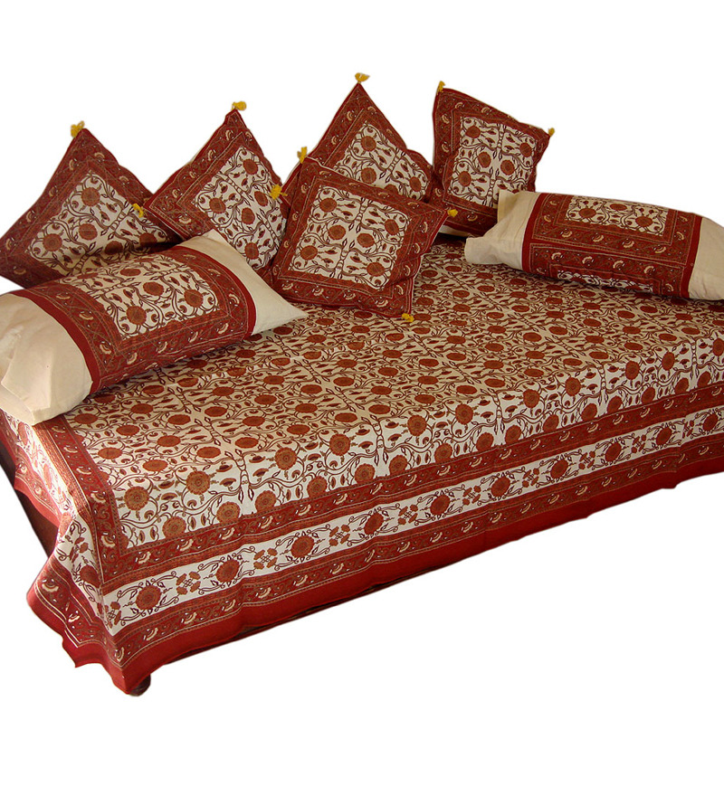 Little India 8 Piece Sanganeri Diwan Bolsters Cushion Set by Little