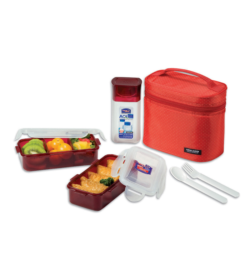 Lock & Lock 3Pcs Lunch Box Set With Red Bag by Lock 'N Lock Online