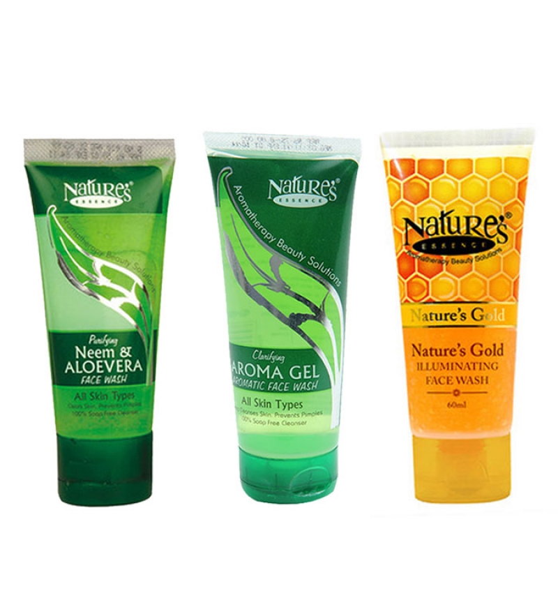 Natures Essence Pack of 3 Face Wash Kit (Neem and Aloevera Face Wash 