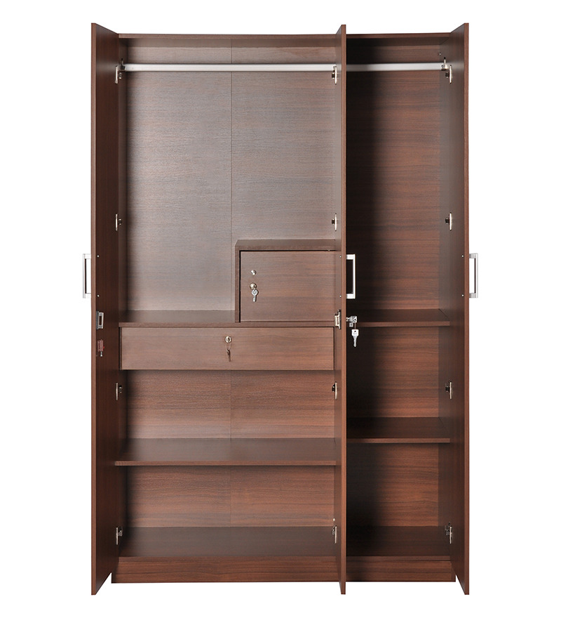 Nilkamal Reegan 3 Door Walnut Wardrobe without Mirror by Nilkamal