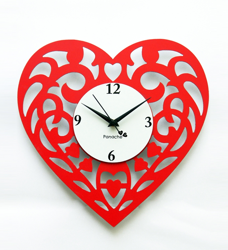 Panache Heart Shaped Wall Clock Red by Panache Online Contemporary