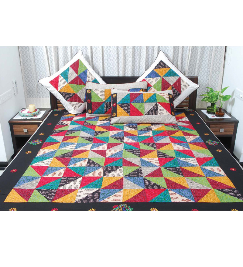 Patch Black Colorful Cut-Out Patch Work Bed Cover Set by Patch Online