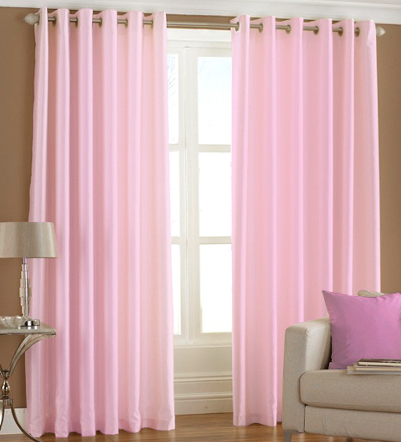 PIndia Solid Baby Pink Window Curtains (Set of 2) 5 Ft by PIndia