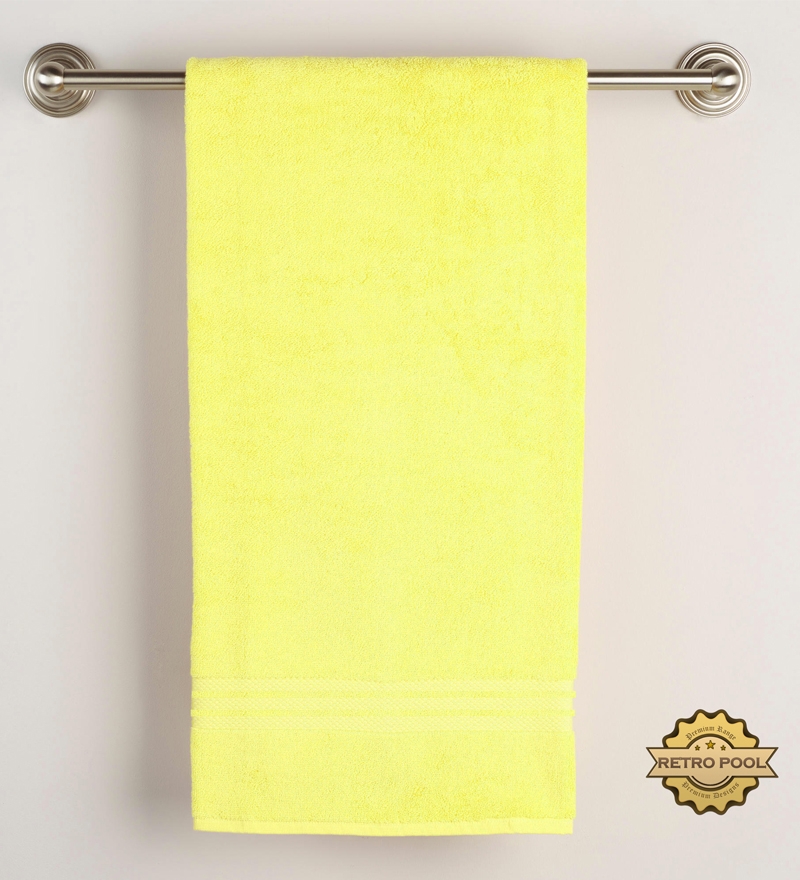 Retro Pool Lemon Yellow 100 Cotton Bath Towel by Retro Pool Online