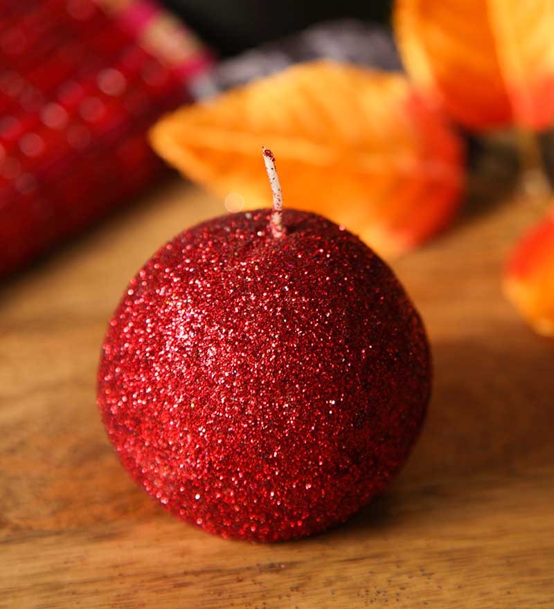 Blackberry Overseas, Red Ball Shaped Sparkle Candle by Blackberry