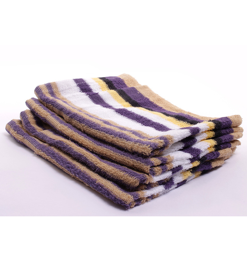 Retro Pool Purple N Brown Striped Hand Towels (Set of 4) by Retro Pool