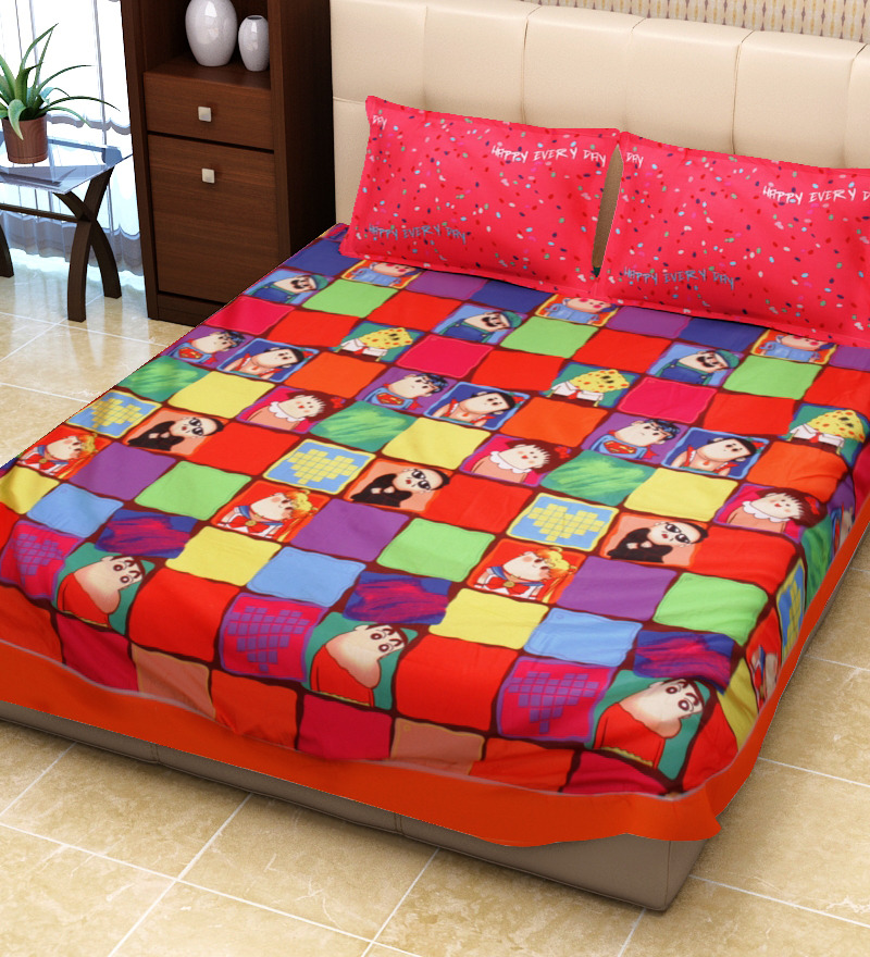 kids-double-bed-sheet-with-two-pillow-cover-sej-3d-colors-kids-double ...