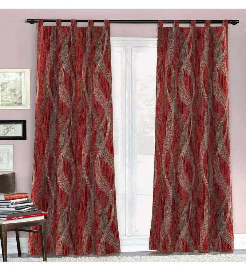 Skipper Red Damask Tabtop Window Curtains by Skipper Online Window