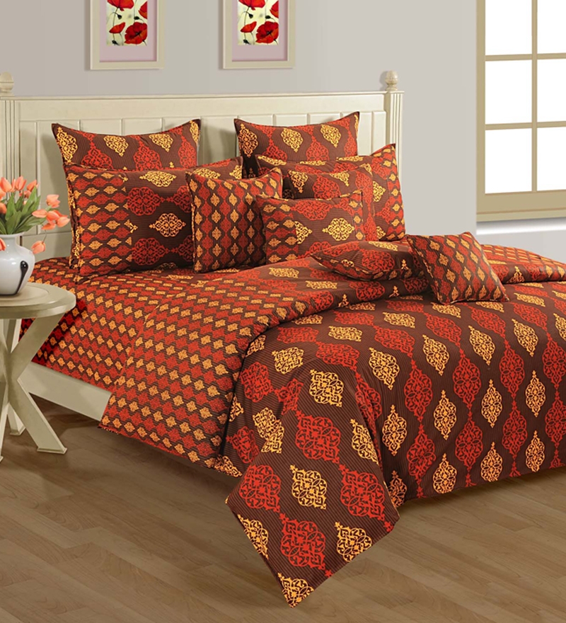 ... / Bed & Bath / Duvet Covers / Swayam Brown Ethnic Prints Duvet Cover