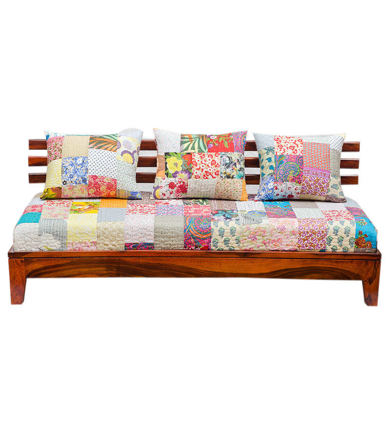 Three Seater Sofa with Patchwork by Wood Dekor by Wood Dekor Online