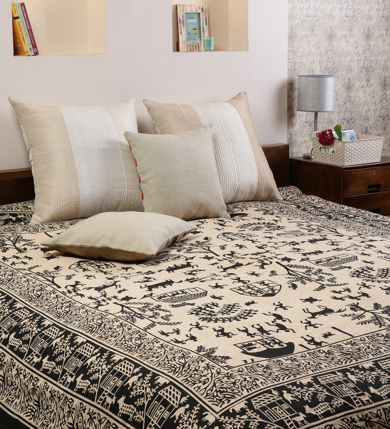 Buy Uttam House Batik Print Black Cotton Abstract 90 x 83 Inch Bedsheet