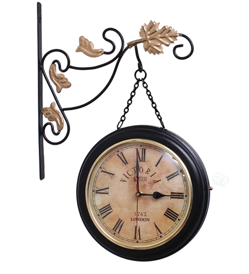 Variety Arts Black Double Side Station Wall Clock by Variety Arts