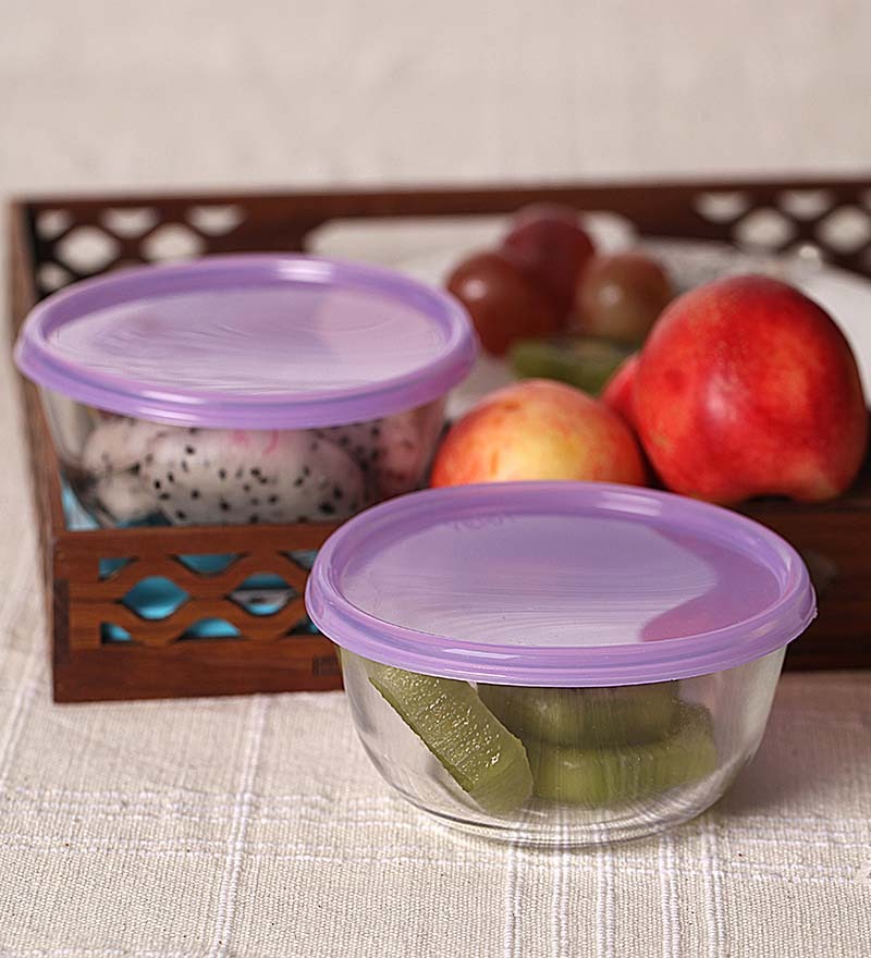 Yera Minty Glassware Bowl with Lid Set of Two by Yera Online