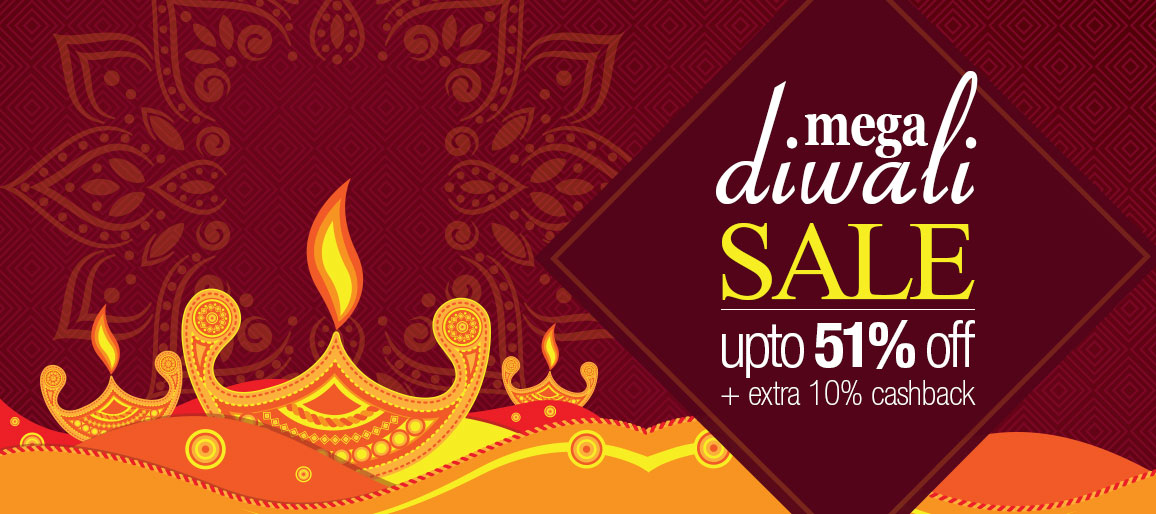 mega diwali sale upto 51% off + extra 10% cashback