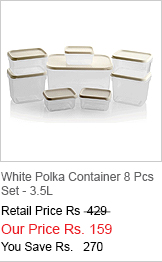 White Polka Container 8 Pcs Set - 3.5L  