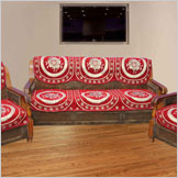 Decorative Maroon Sofa Cover Set ( Set Of 6)