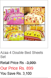 Azaa 4 Double Bed Sheets Set