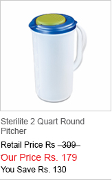 Sterilite 2 Quart Round Pitcher -Green and Blue Lid