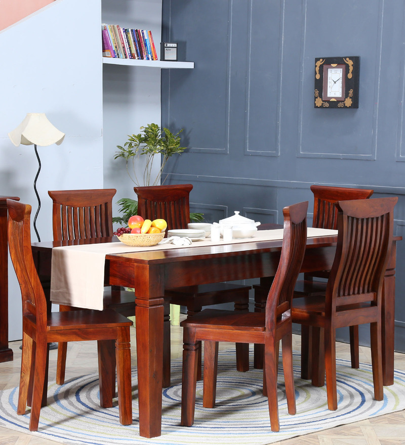 Buy Tremlett Six Seater Dining Set in Honey Oak Finish by Amberville ...