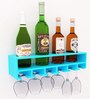 Home Sparkle Blue Wooden 4 Bottle Wine Rack