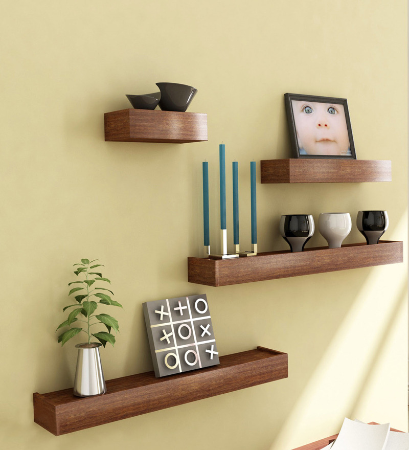 Mango Wood Set of 4 Shelves by Market Finds Online - Wall 