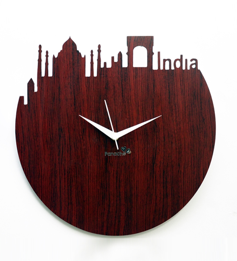 Panache Skyline Design India Wall Clock   Brown   Wood Finish   Pan065  Skyline Design  India  Delhi Brown   Wood Finish   1365601264j6jKxD