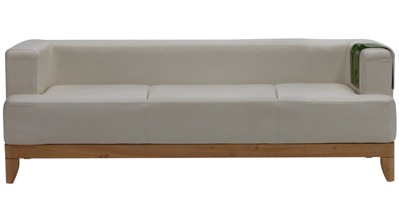 Plunge Three Seater Synthetic Leather Sofa in White Colour ...