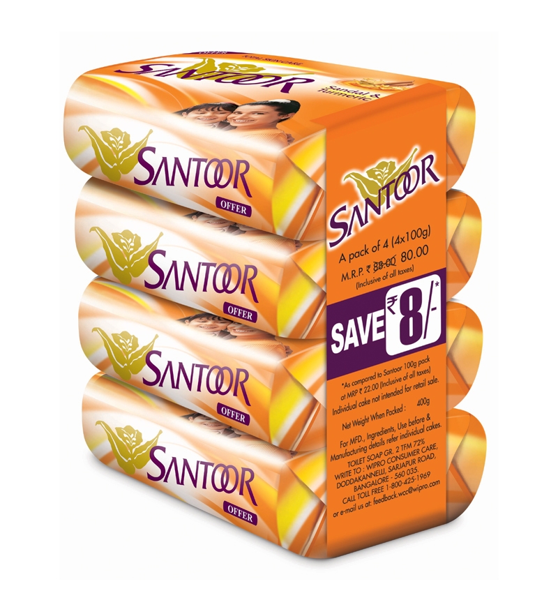 Santoor O Soap 100 gms x 4 pcs (Pack Of 4) by Santoor Online Soaps