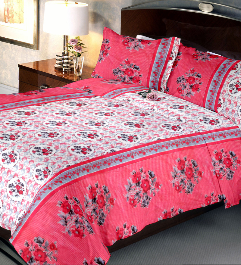 Uber Urban Peppy Pink Floral Double Bedsheet Set by Uber Urban Online ...