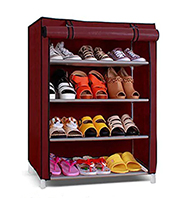 Paffy Steel Maroon 4 Shelves Shoe Rack 