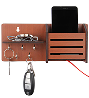 Brown Side-Shelf Pocket Key Holder by Sehaz Artworks  