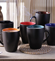 CDI Stoneware Matt Finish Coffee Mugs - Set of 6 