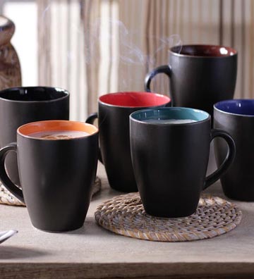 CDI Stoneware Matt Finish Coffee Mugs - Set of 6 