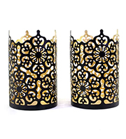 Black & Gold Metal Sleeve Tealights by Hosley 