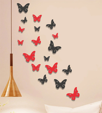 Mdf Multicolour Butterflies Wall Decals 