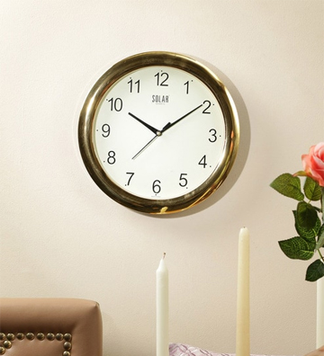 Gold Finish Plastic Wall Clock by Solar 