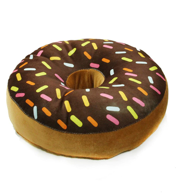 Brown Velvet Donut Cushion by Stybuzz 