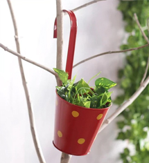 Red Metal Railing Planter Pot by Green Girgit